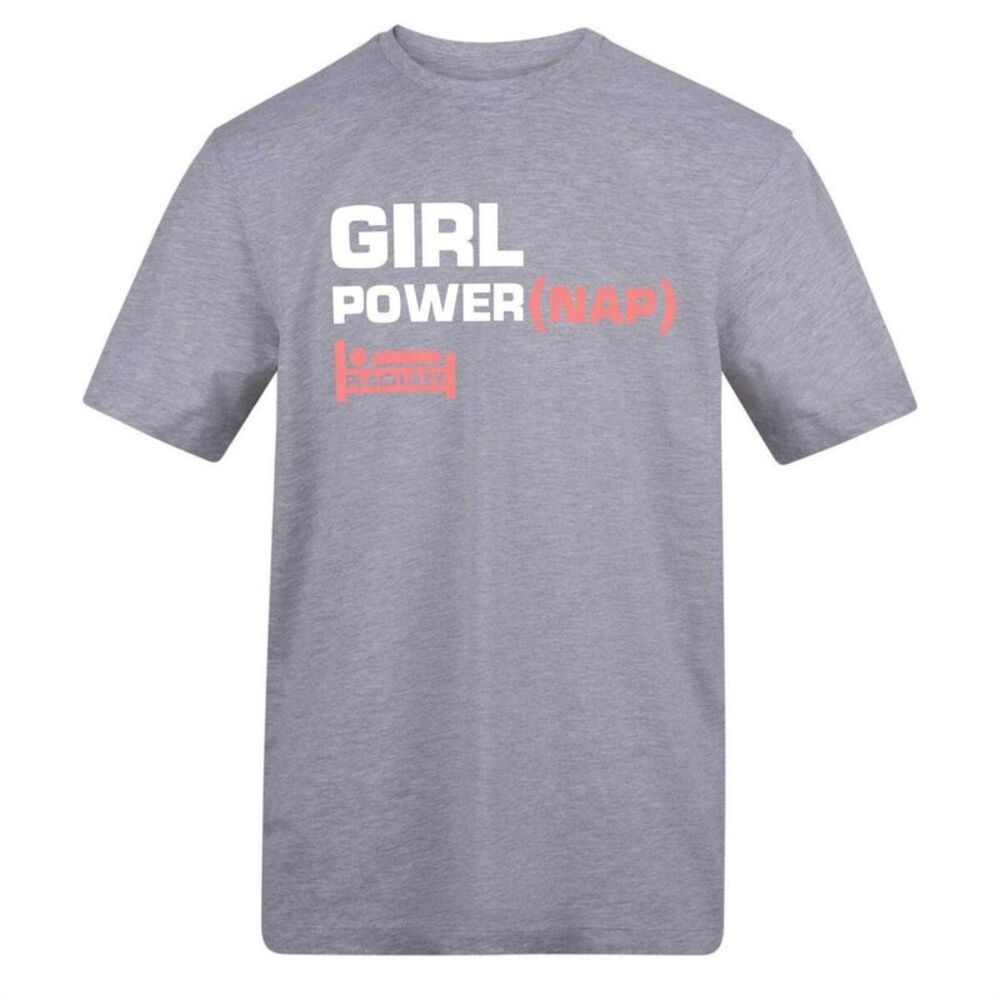 Plain Lazy Womens/Ladies Girl Power Printed T-Shirt / Gray